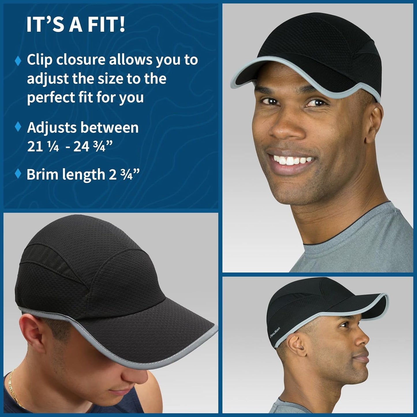 Reflective Running Cap | a Quick Dry Hat for Men | the Flashback 360 Sports Cap - 3 Colors