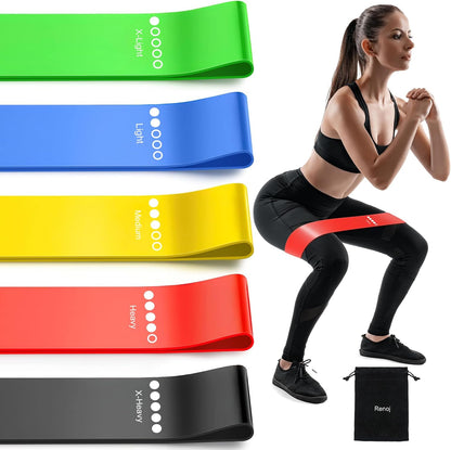 Resistance Bands for Working Out, Elastic Exercice Loop Bands for Physical Therapy, 5 Set of Stretch Bands for Booty Legs, with Instruction Manual and Carry Bag