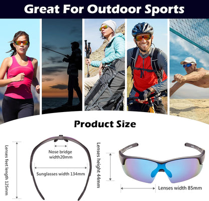 Outdoor Sports Polarized Wrap around Cycling Sunglasses for Men & Women TR90 Frame UV Protection for Fishing