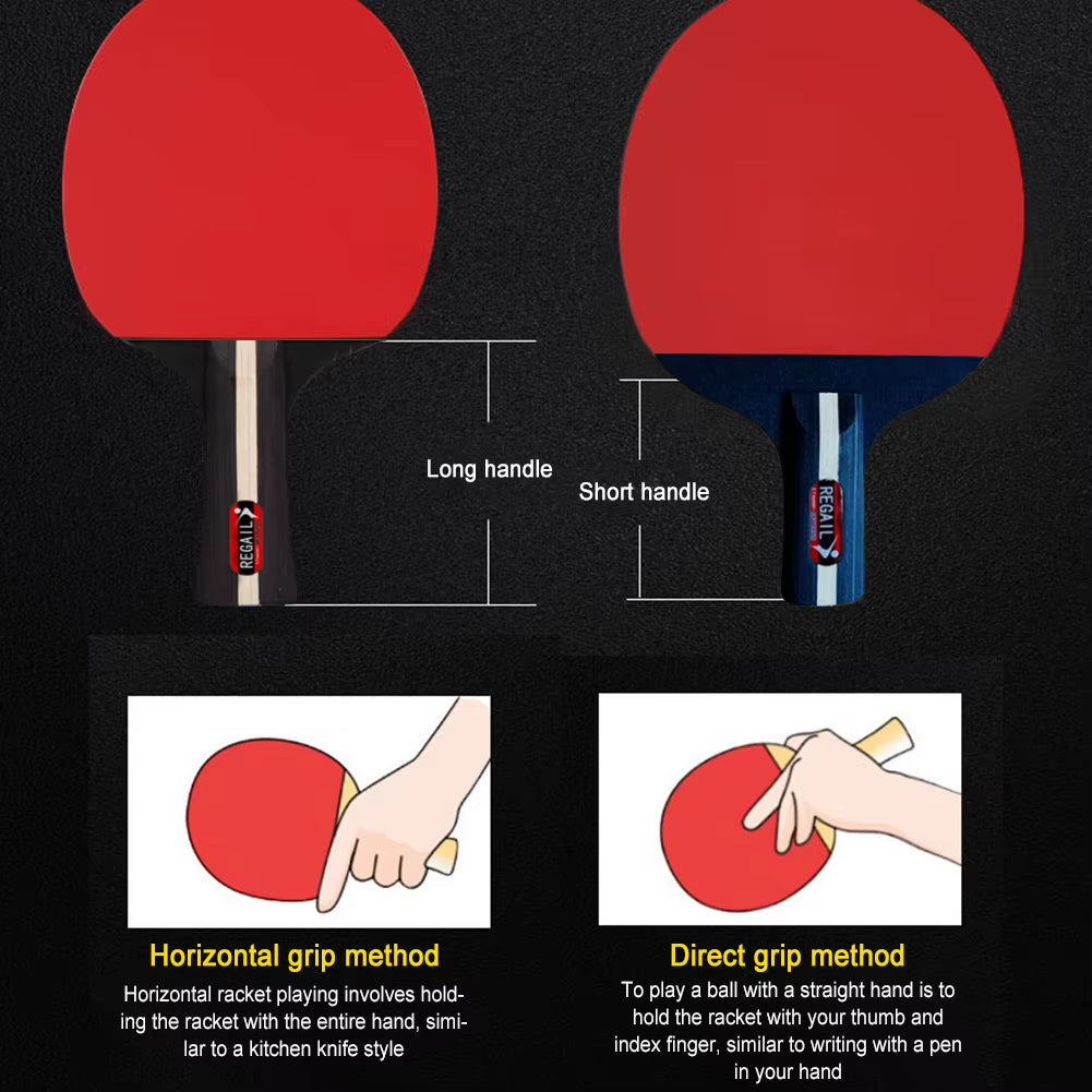 Table Tennis Racket 2 Rackets & 3 Balls Table Tennis Paddles Professional Ping Pong Paddle for Beginners Training Game