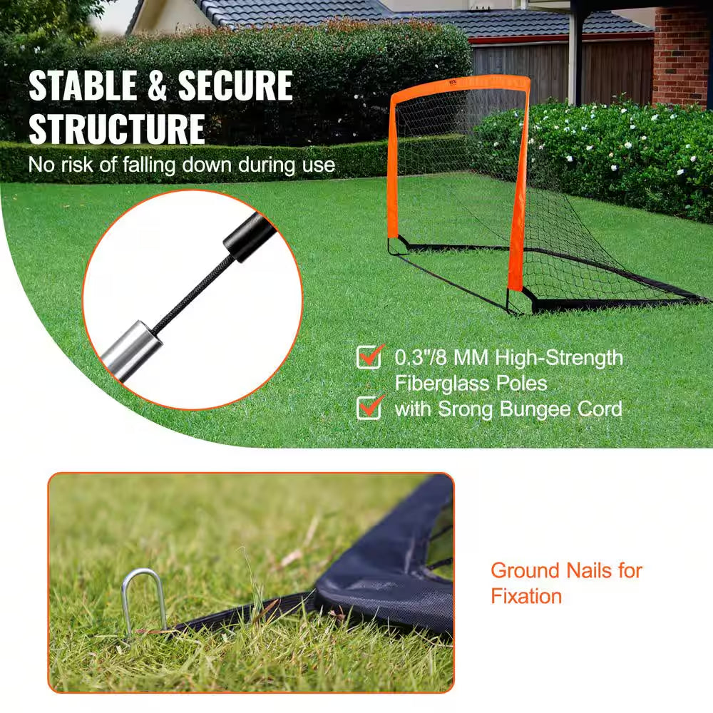 Portable Soccer Goal 6.5 X 3.25 Ft. Kids Backyard Soccer Net Foldable Pop up Practice Soccer Net