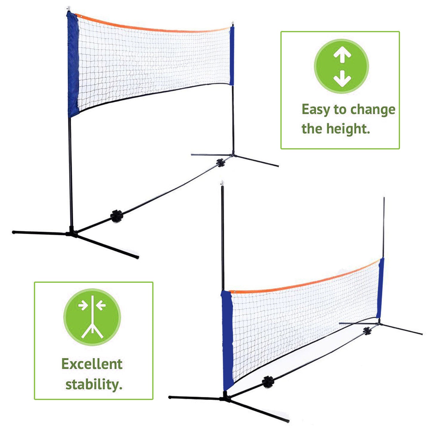 Portable Removable Badminton Beach Volleyball Tennis Training Net W/ Carry Bag